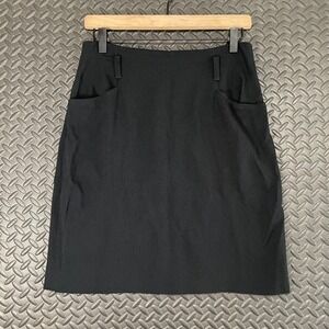 Vintage Renfrew Black Midi Skirt Women's Size 8‎ Pocket Work Casual Office